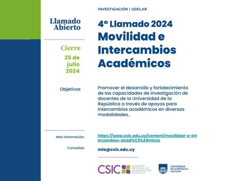 4to Llamado 2024 – Movilidad e Intercambios Académicos (MIA).