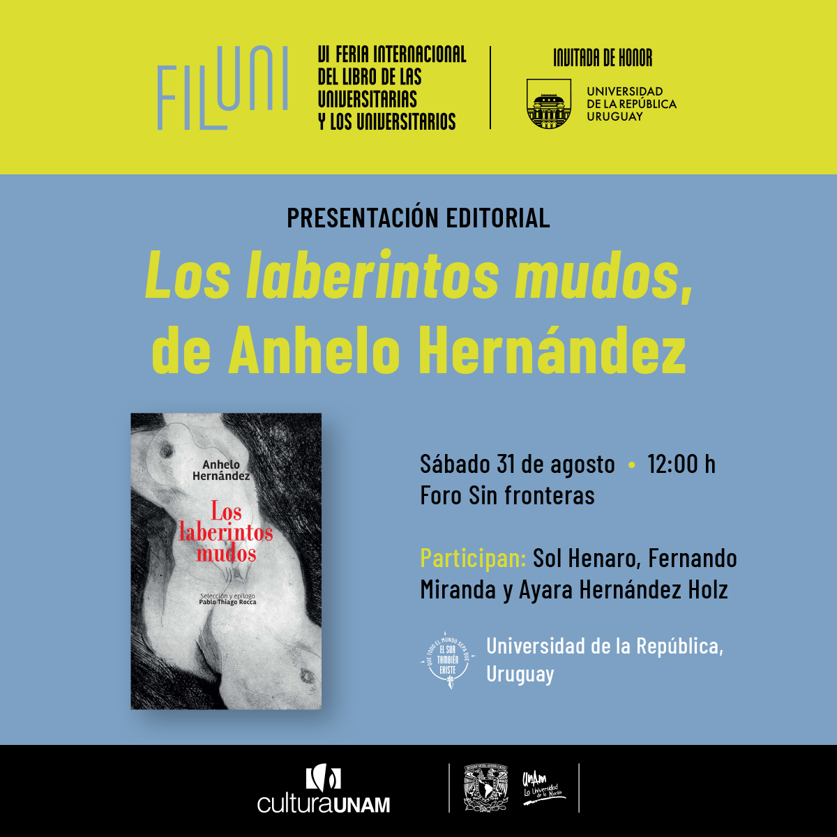 Facultad de Artes en la FILUNI: Presentación de «Los laberintos mudos» de Anhelo Hernández