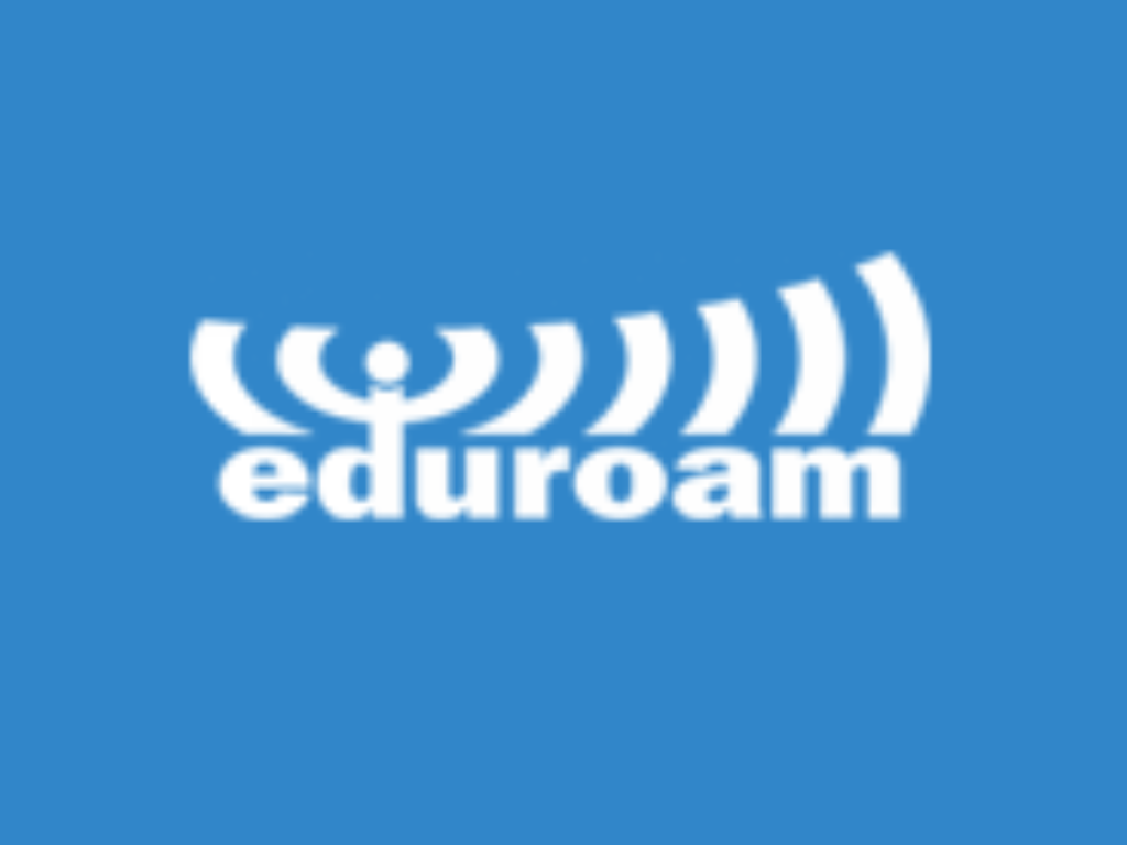 Gráfico de fondo celeste con logo de Eduroam en color blanco