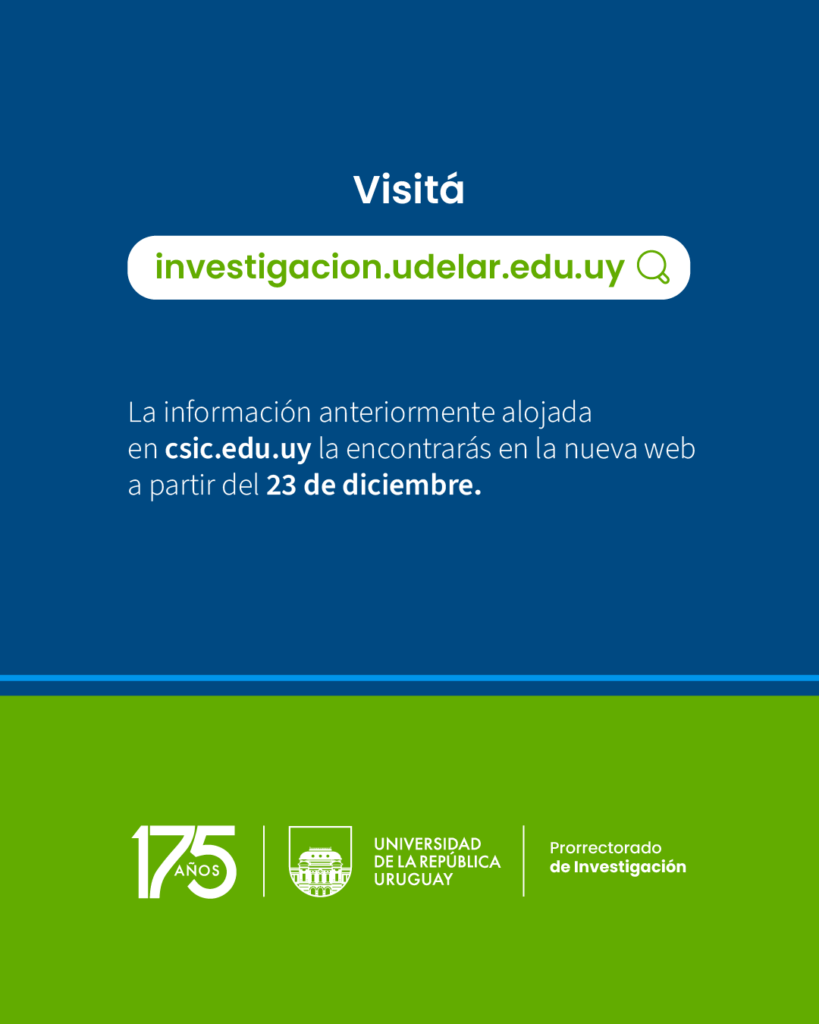 Placa de difusión de nueva web de Investigación, con fondo azul y texto sobreimpreso se puede leer